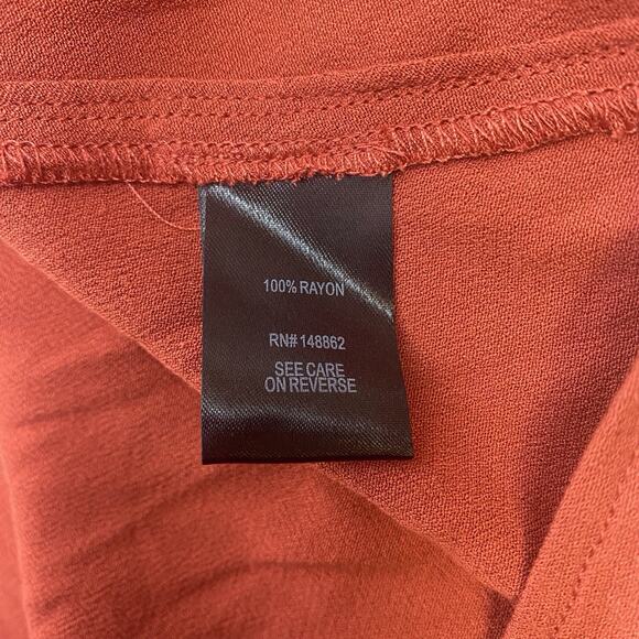 Torrid Babydoll Rayon Crepe Top Rust V Neck Tunic Long Sleeve Solid Size 3XL - Picture 7 of 8